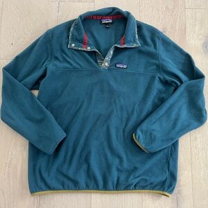 Patagonia Men’s Teal Fleece Jacket Snap D Synchilla Micro Hiking sz Large